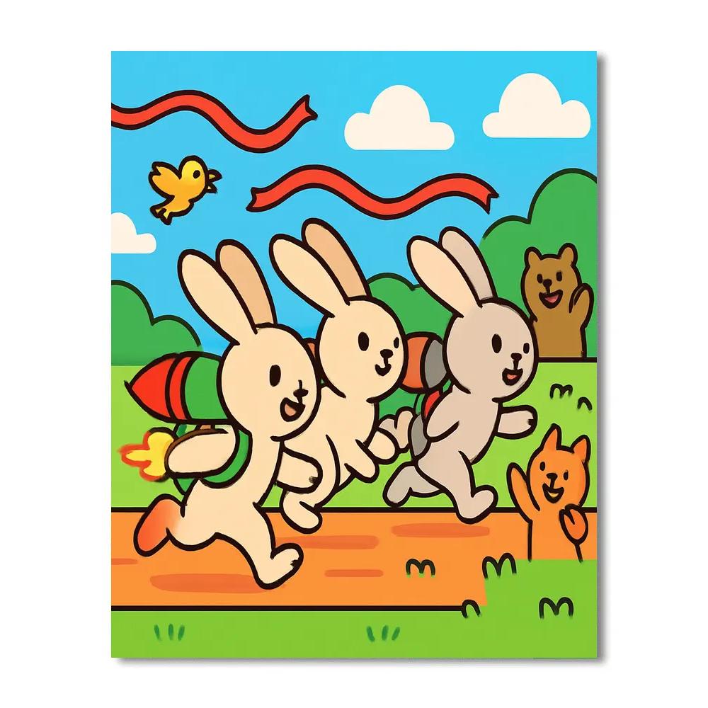 Rocket Rabbit Race Number painting