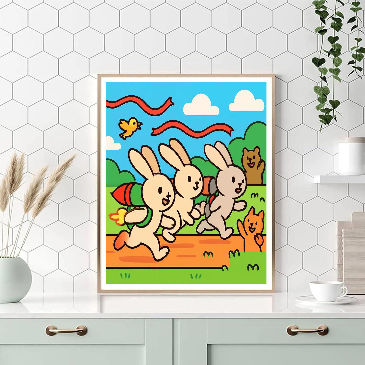Rocket Rabbit Race Number painting