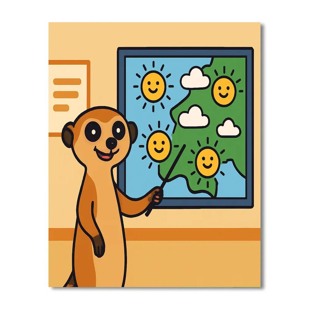 Meteorologist Meerkat Map Painting by numbers kit