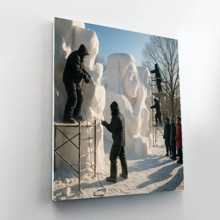 Sapporo Snow Festival Sculptors At Work Number painting