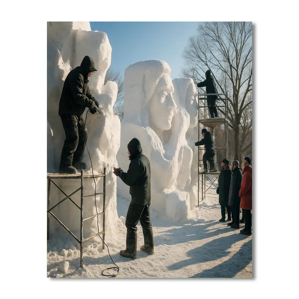 Sapporo Snow Festival Sculptors At Work Number painting