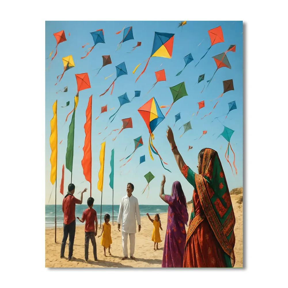 Kite Festival At Gujarat Beach Paint by numbers art