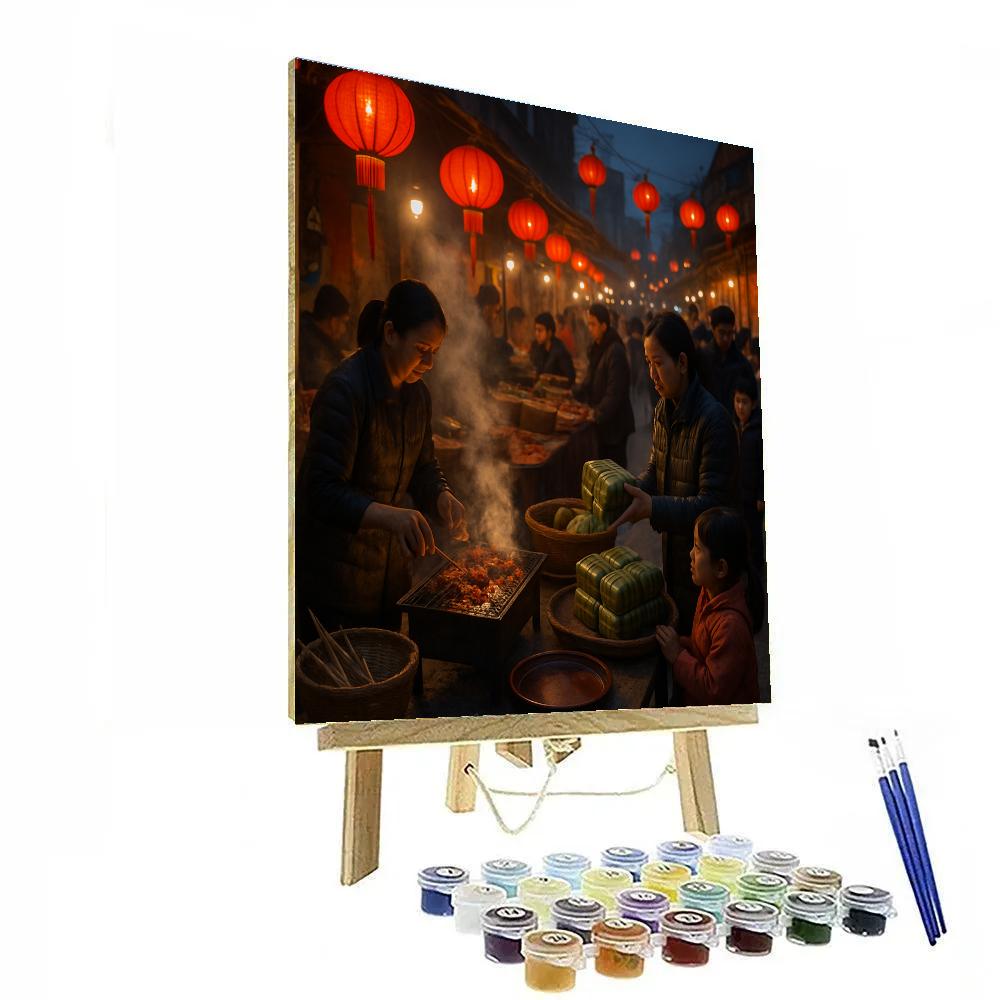 Tet Street Food Market Hanoi Painting by numbers kit