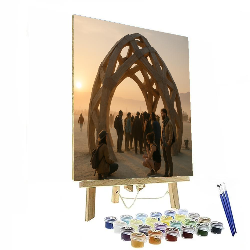 Burning Man Art Installation At Dawn Number painting