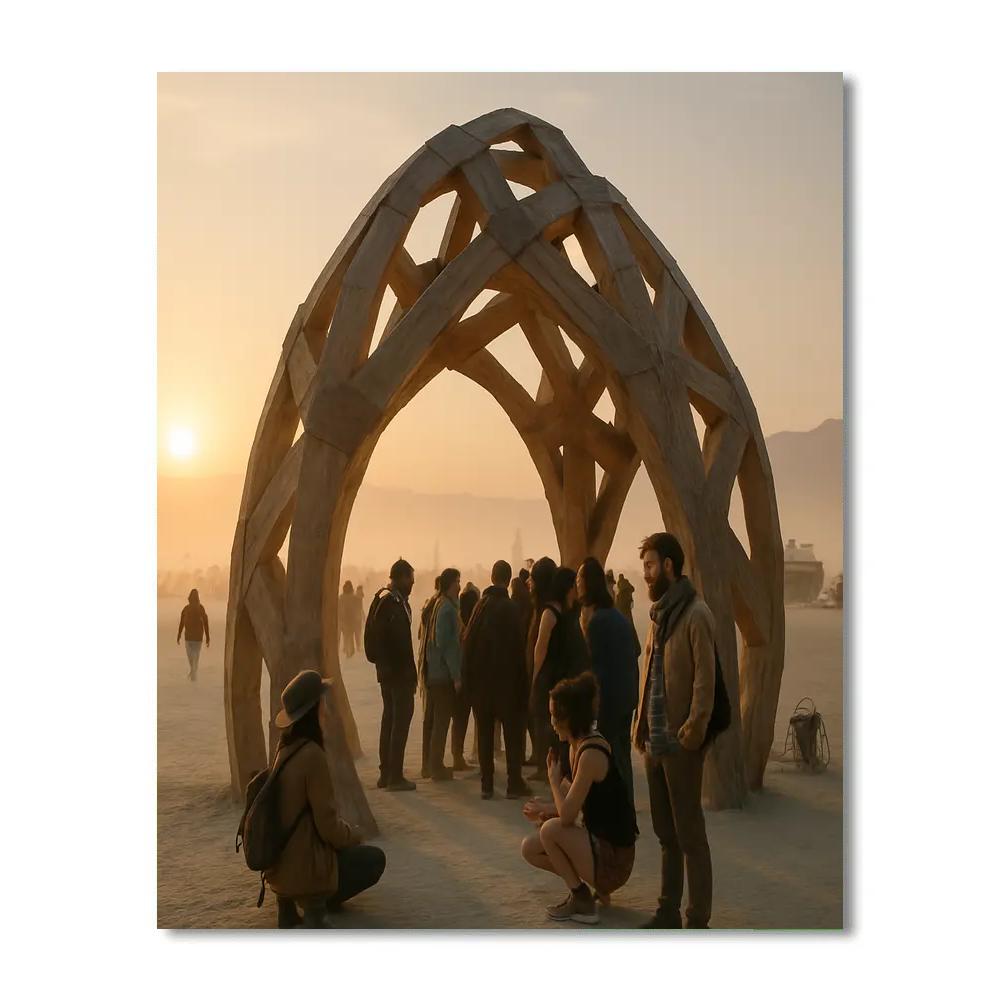 Burning Man Art Installation At Dawn Number painting