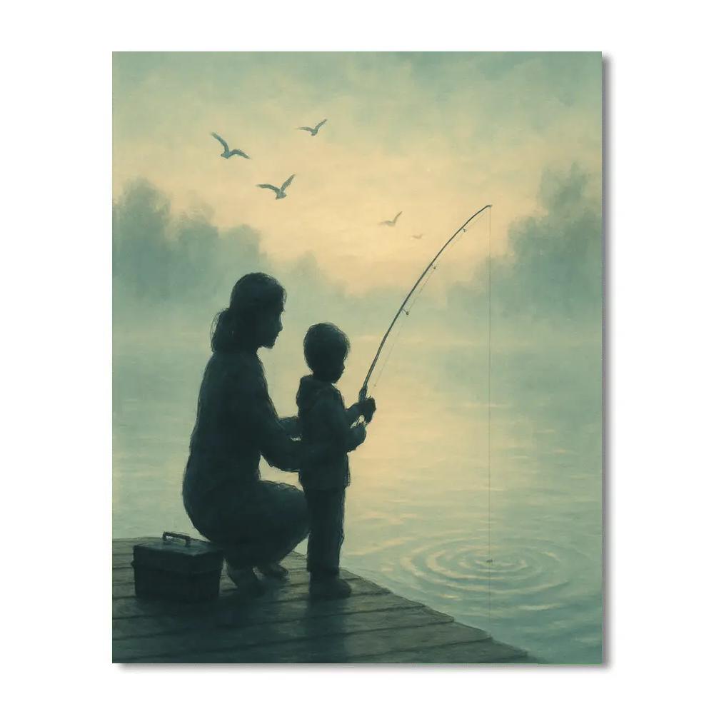 Sunrise Fishing Lesson Number painting