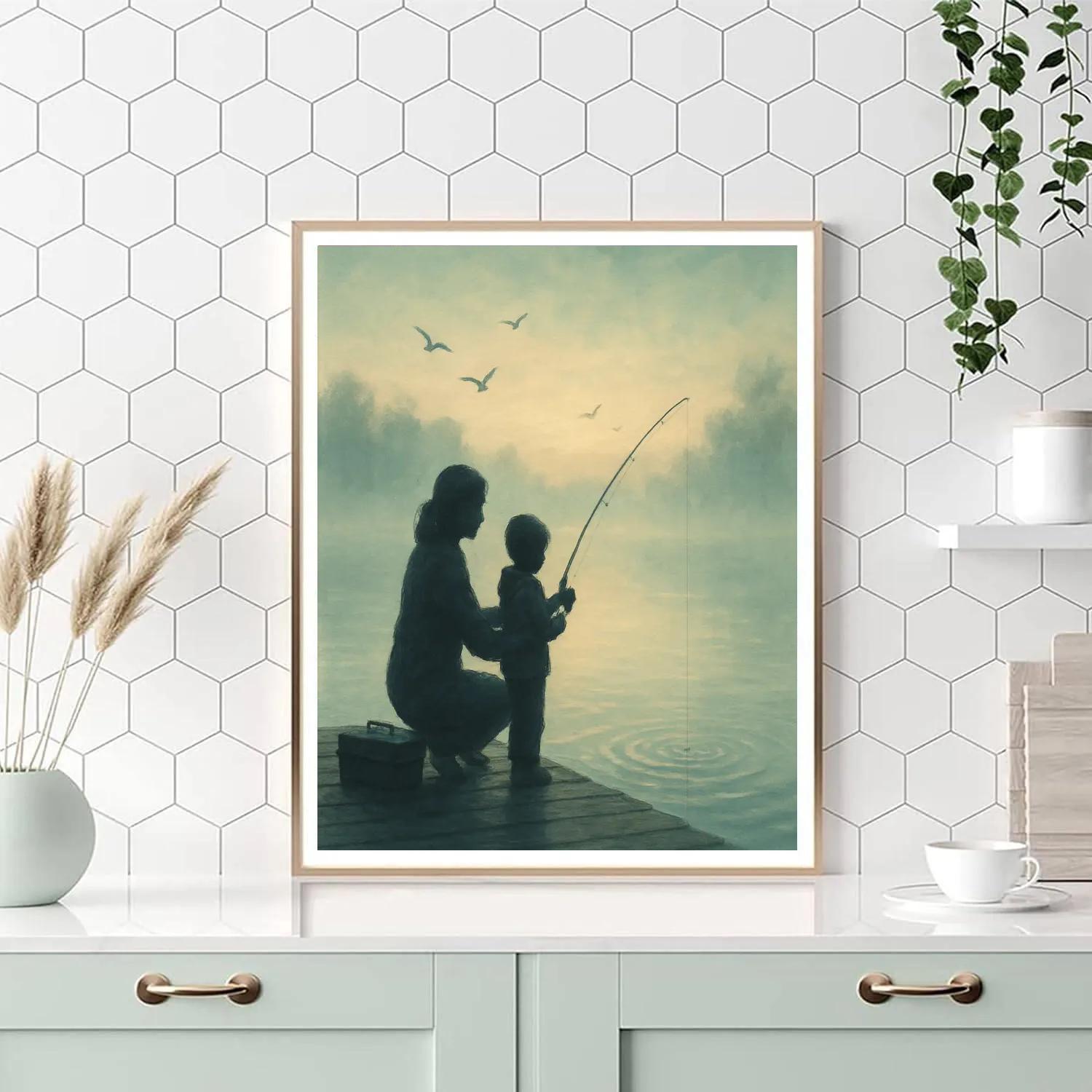 Sunrise Fishing Lesson Number painting