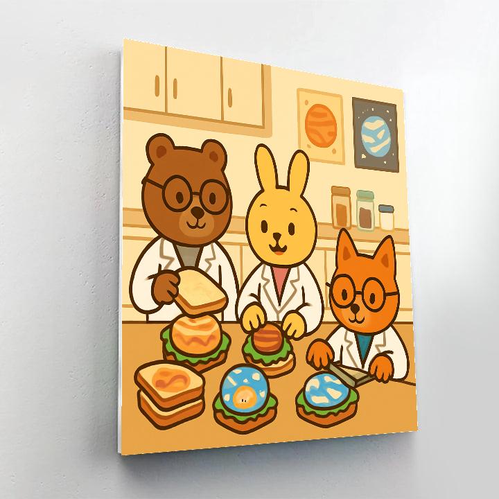 Stellar Sandwich Scientists paint by numbers