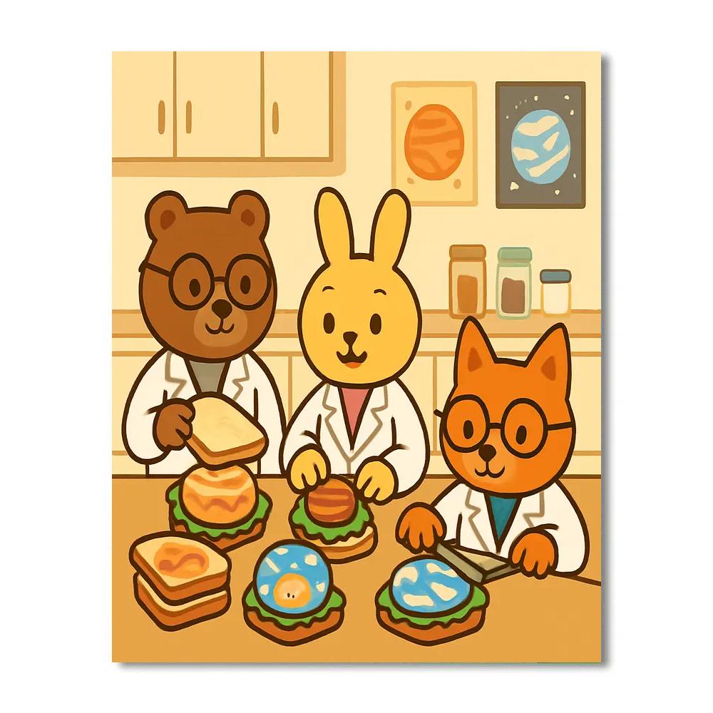 Stellar Sandwich Scientists paint by numbers