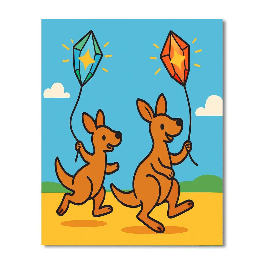 Crystal Kite Kangaroos paint by number
