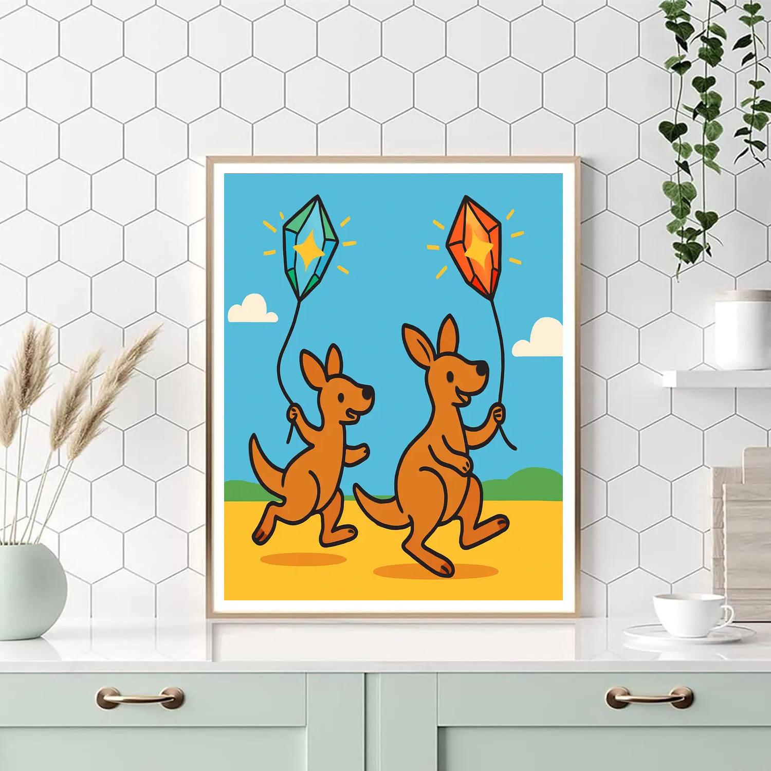 Crystal Kite Kangaroos paint by number