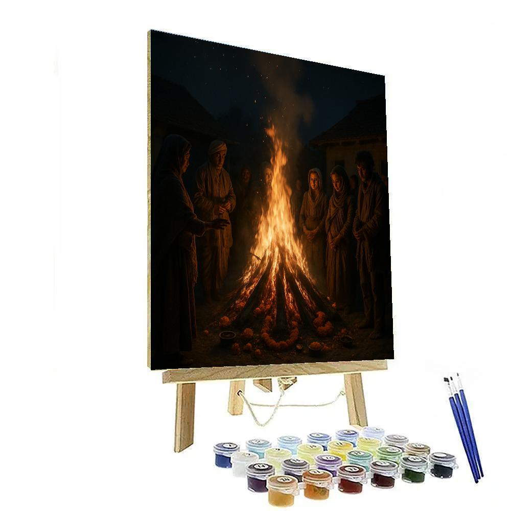 Holi Bonfires On Holika Dahan Night DIY paint by numbers