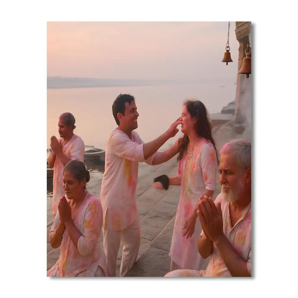Holi In Varanasi Ghats At Dawn Paint by numbers art