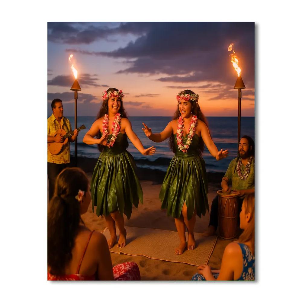 Hula Performance At Hawaiian Luau Paint by numbers art