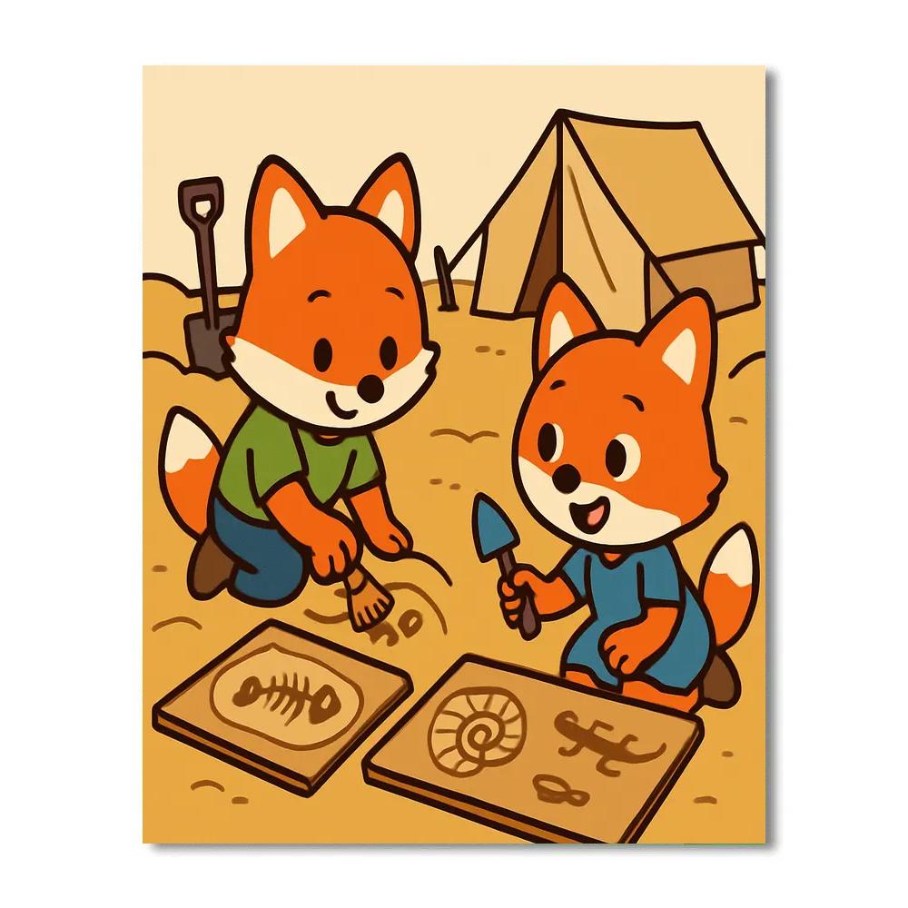 Fossil Field Foxes Paint by numbers kits