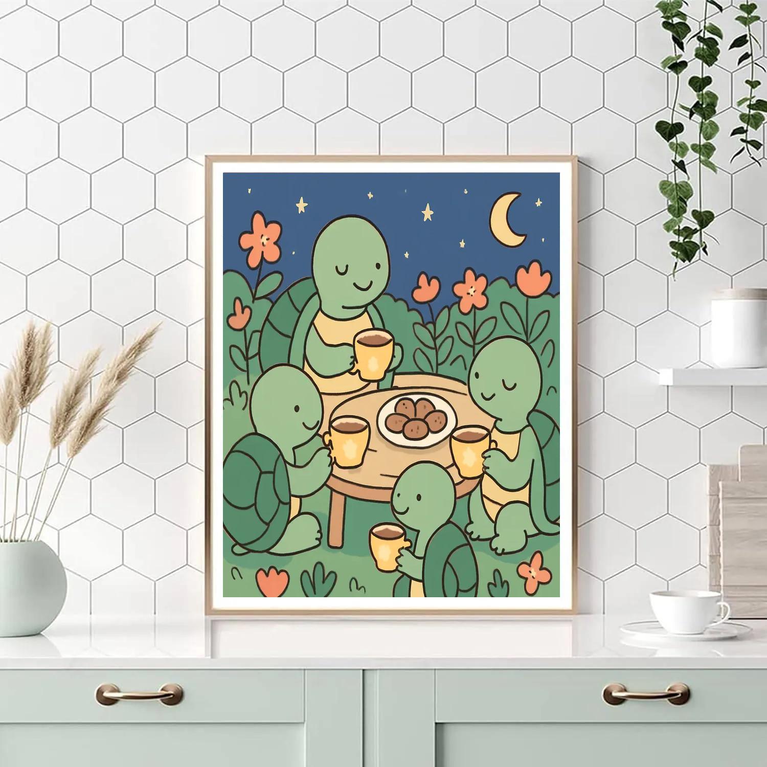 Stellar Tea Party Turtles Number painting