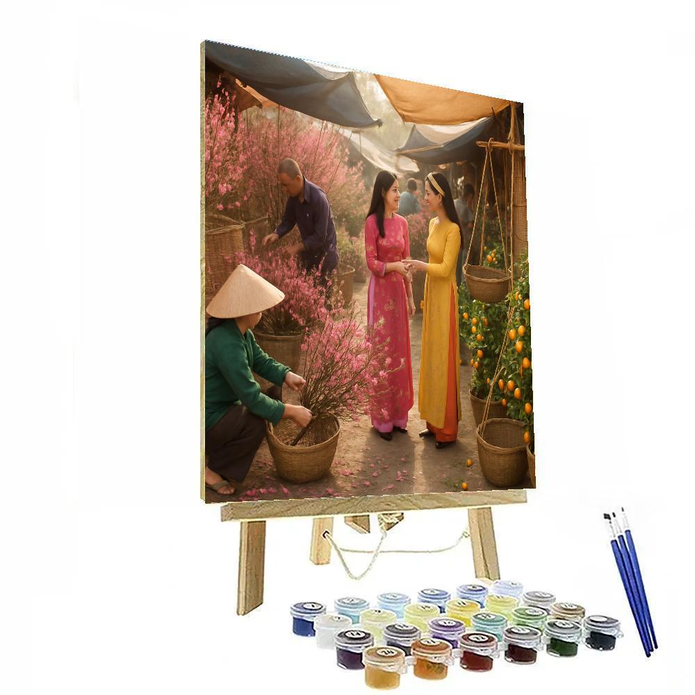 Tet Nguyen Dan Flower Market Saigon painting number kit