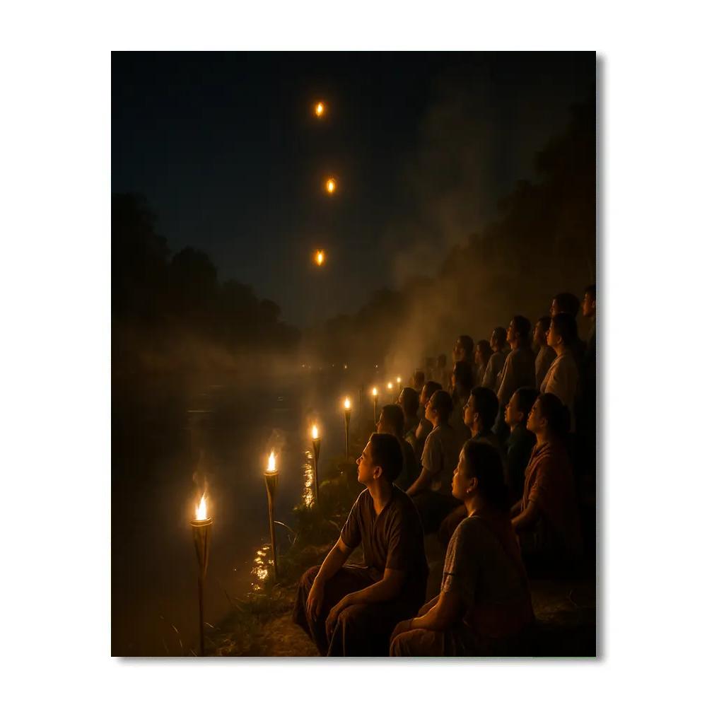 Naga Fireball Festival Mekong River Painting by numbers kit