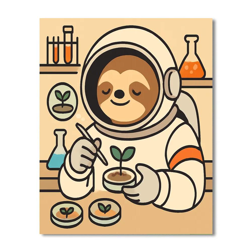 Space Suit Sloth Science paint by number