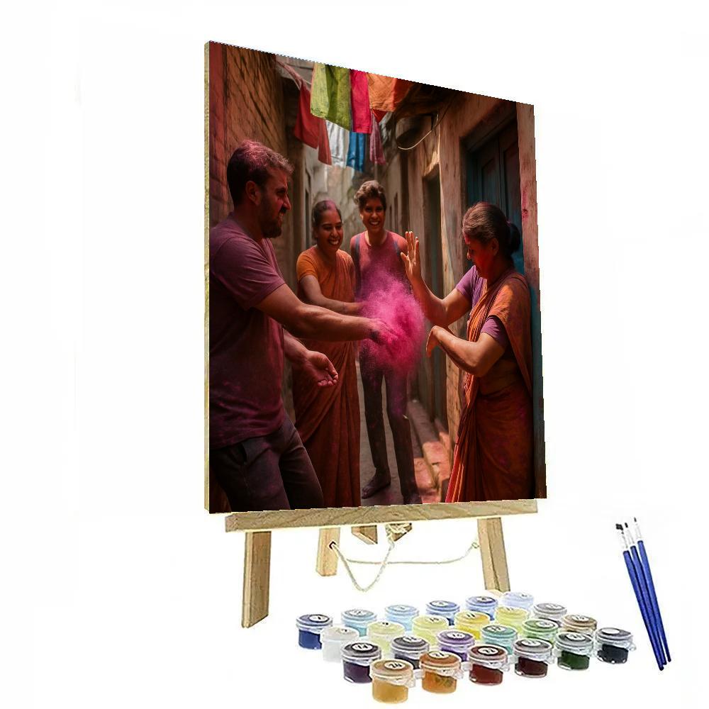 Holi Colours In Old Delhi Alley Paint by numbers kits