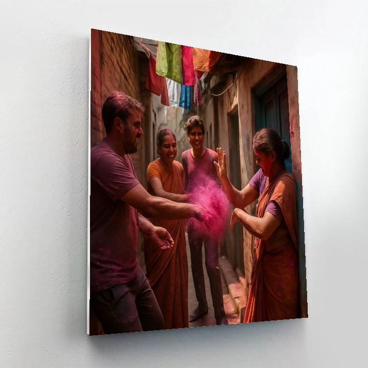 Holi Colours In Old Delhi Alley Paint by numbers kits
