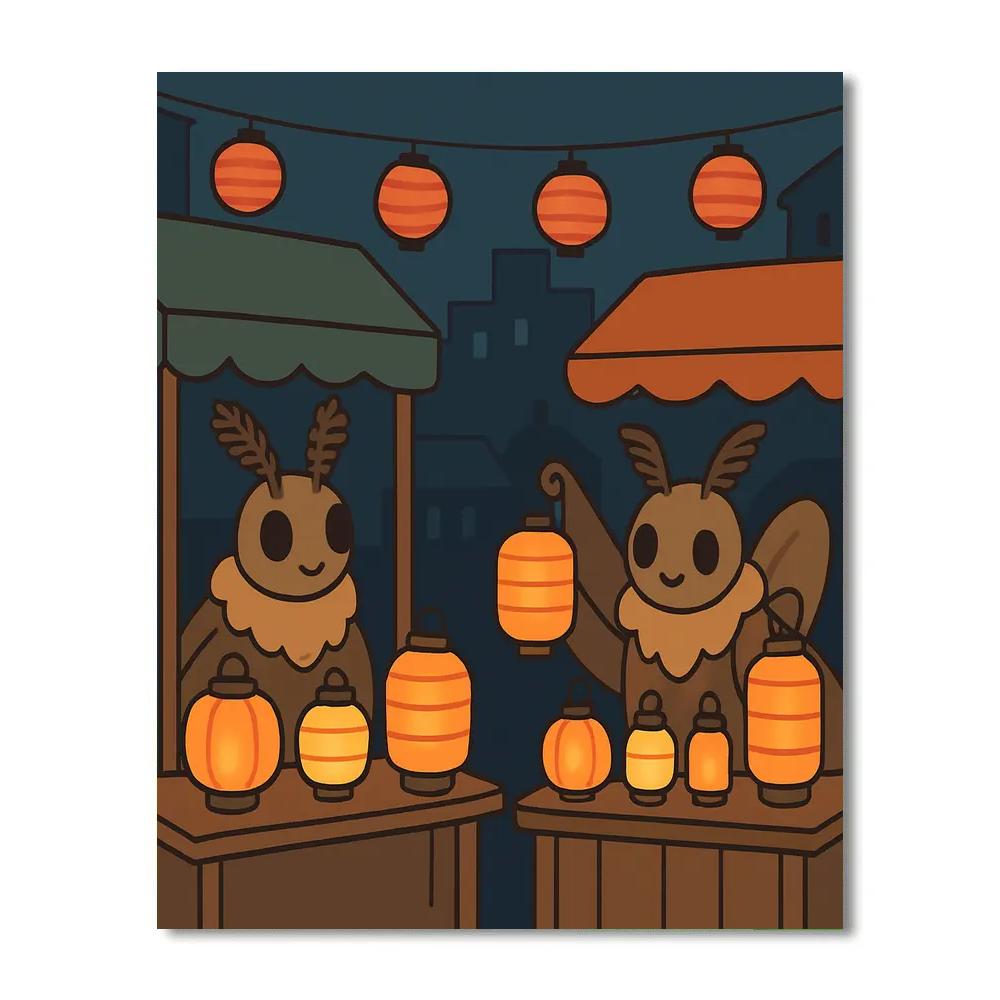 Moonbeam Market Moths painting number kit
