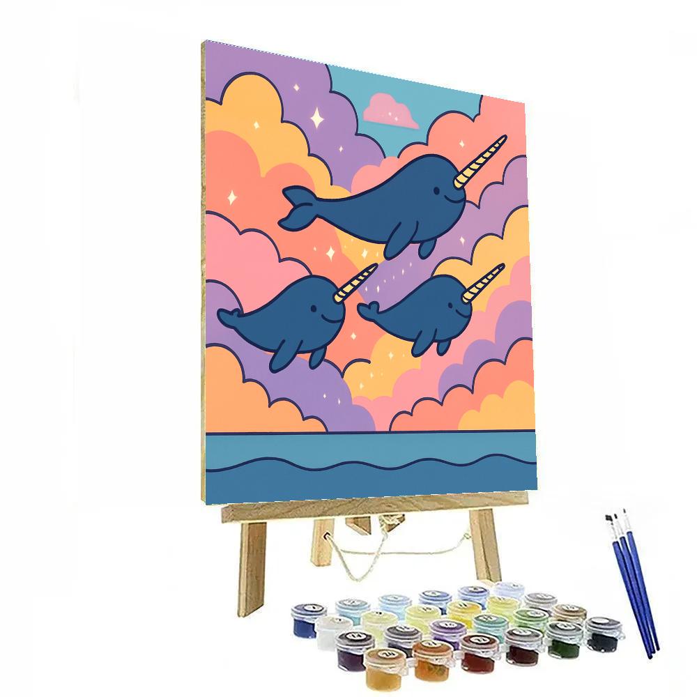 Nebula Nautical Narwhals Paint by numbers art