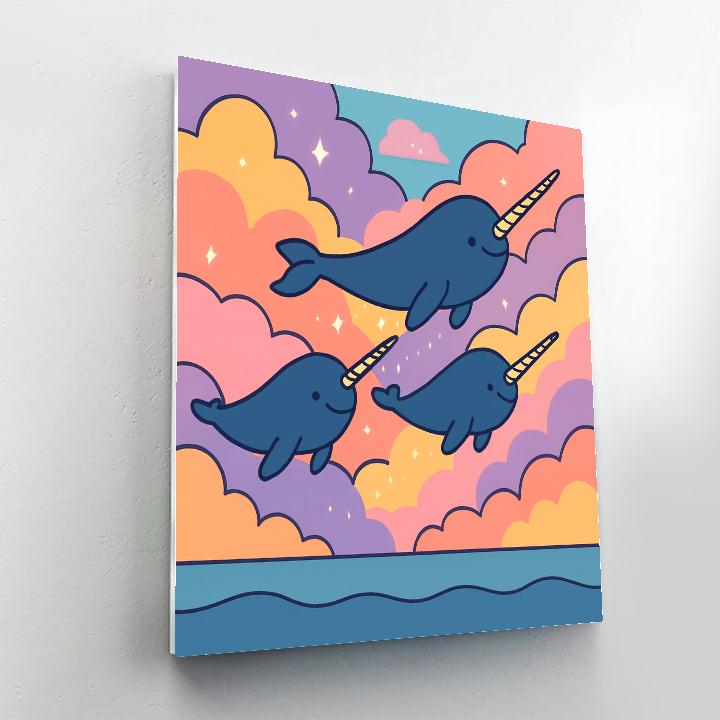 Nebula Nautical Narwhals Paint by numbers art
