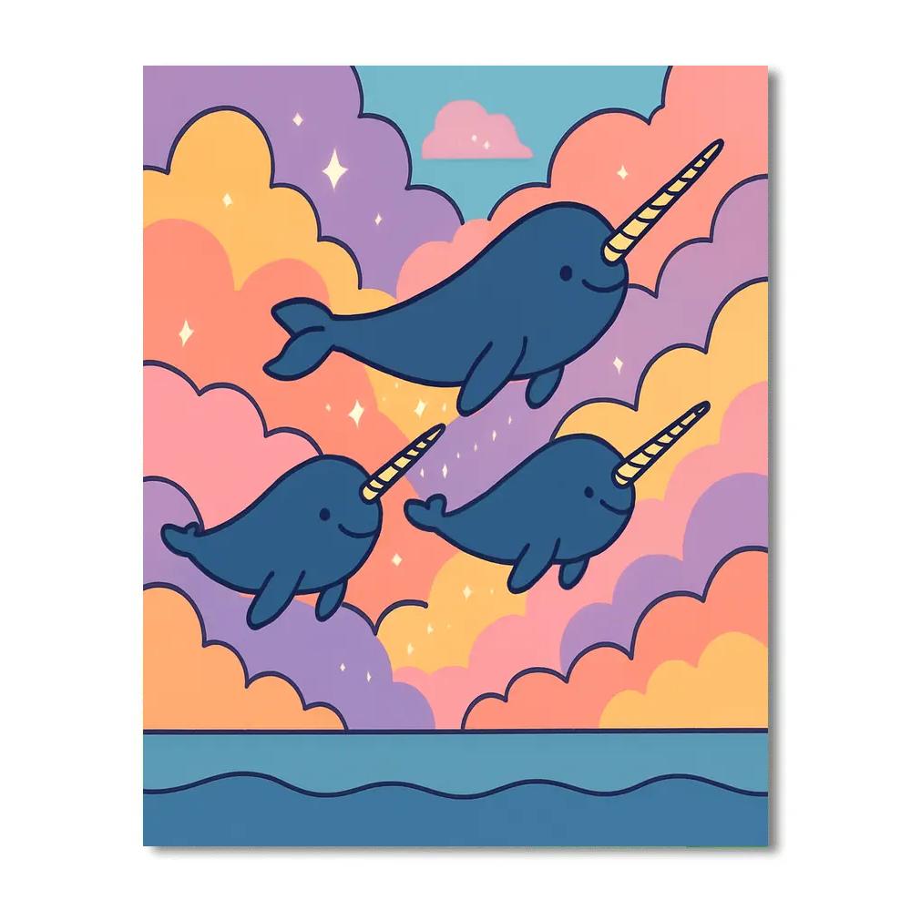 Nebula Nautical Narwhals Paint by numbers art
