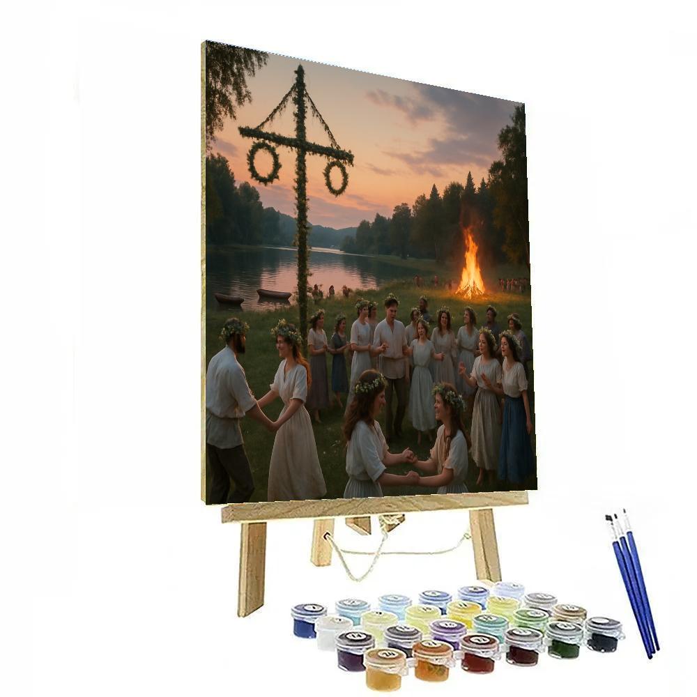 Midsummer Bonfires Sweden Number painting