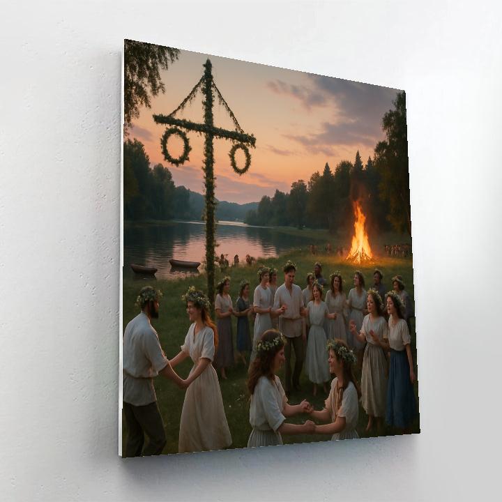 Midsummer Bonfires Sweden Number painting