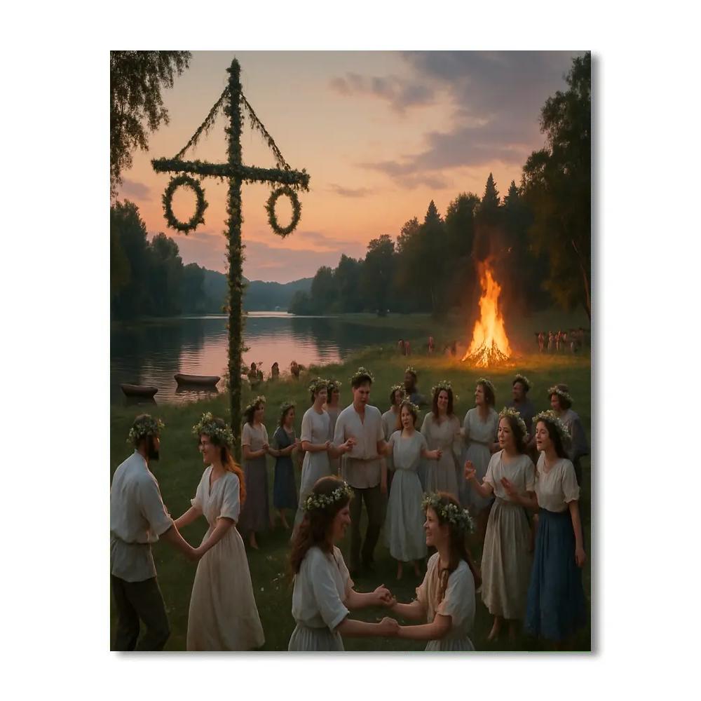Midsummer Bonfires Sweden Number painting