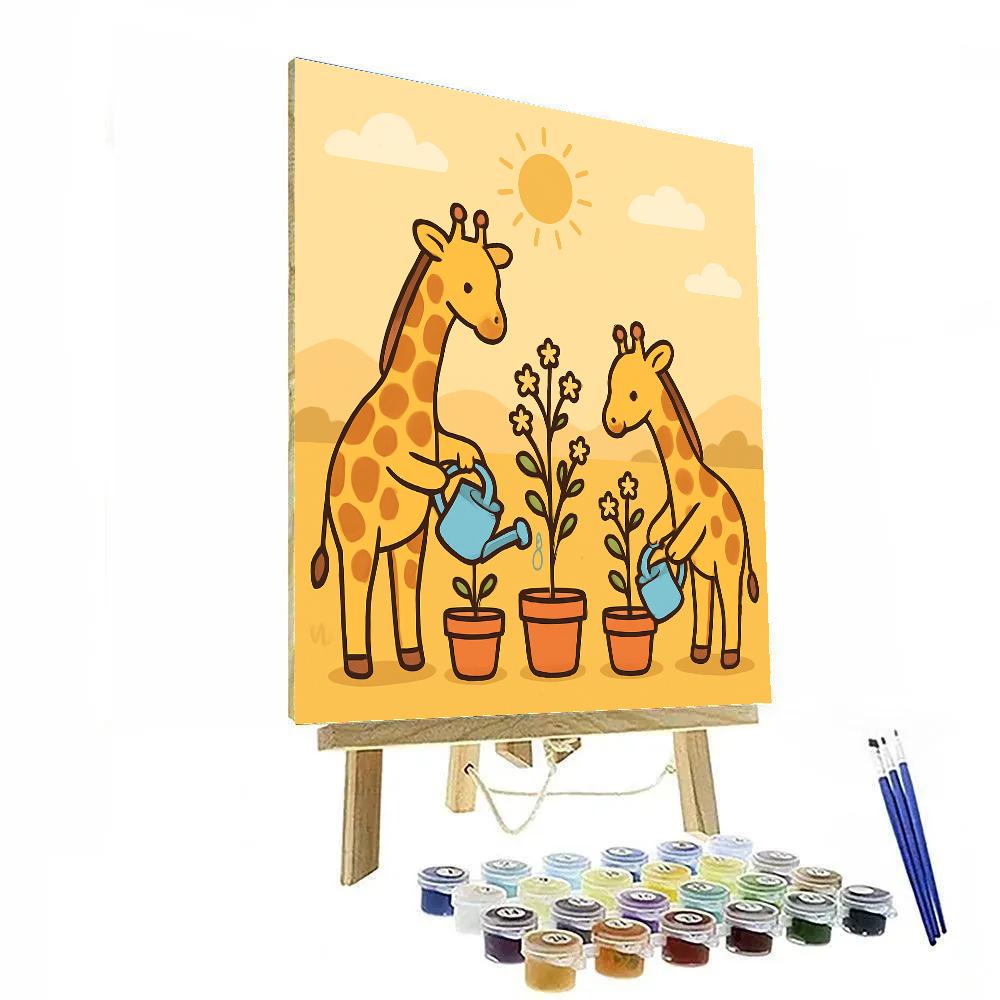 Galaxy Gardening Giraffes Painting by numbers kit