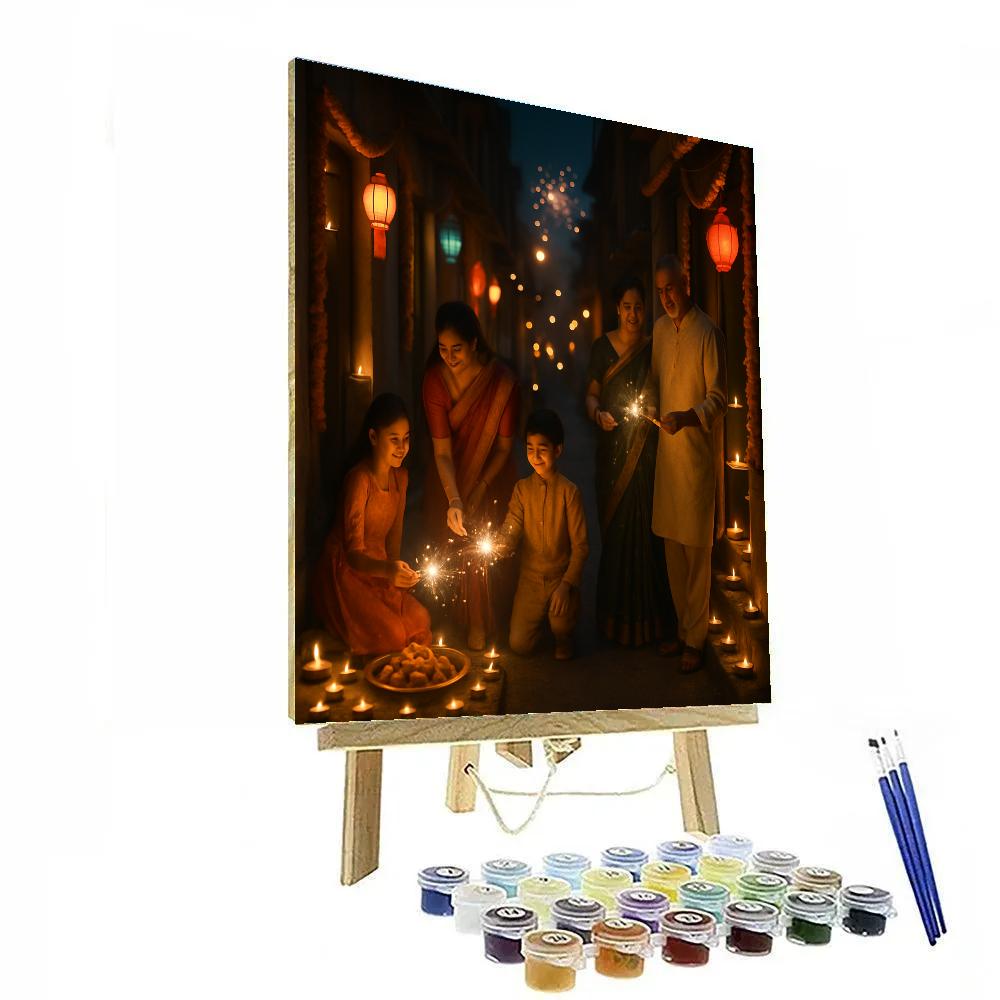 Diwali Street Lantern Display Number painting