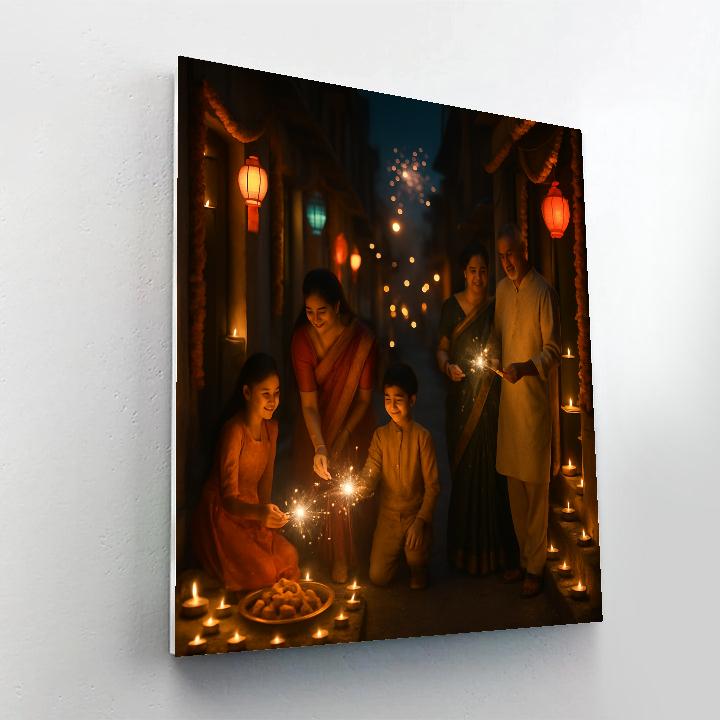 Diwali Street Lantern Display Number painting