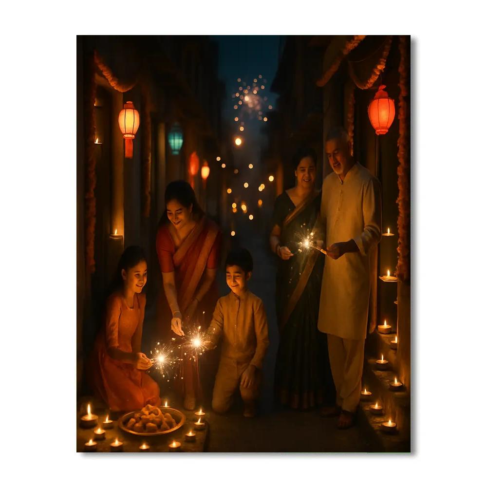 Diwali Street Lantern Display Number painting