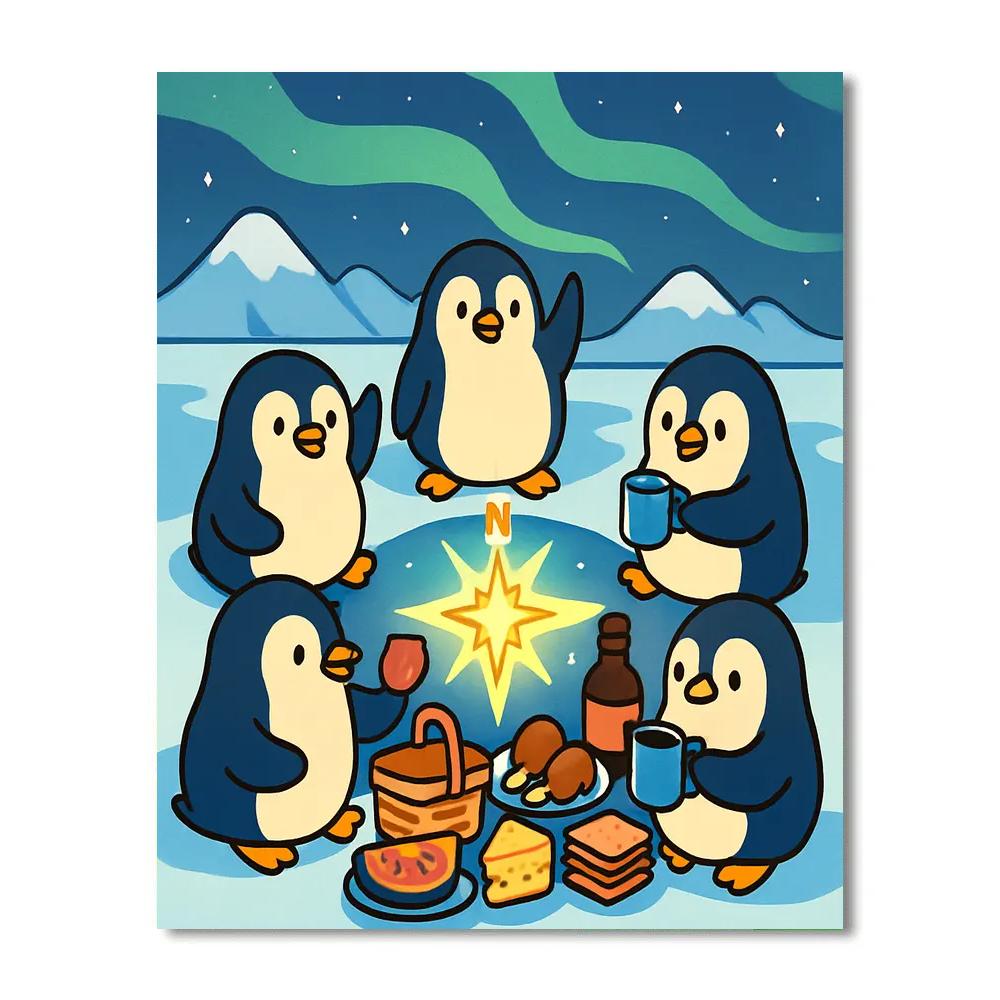 Polaris Picnic Penguins painting number kit
