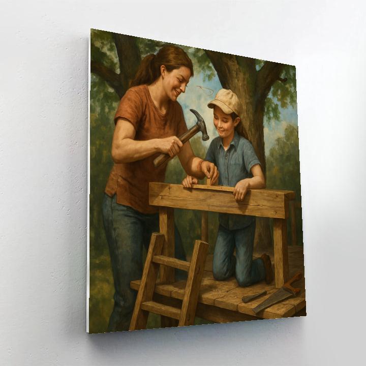 Treehouse Build Bond Number painting