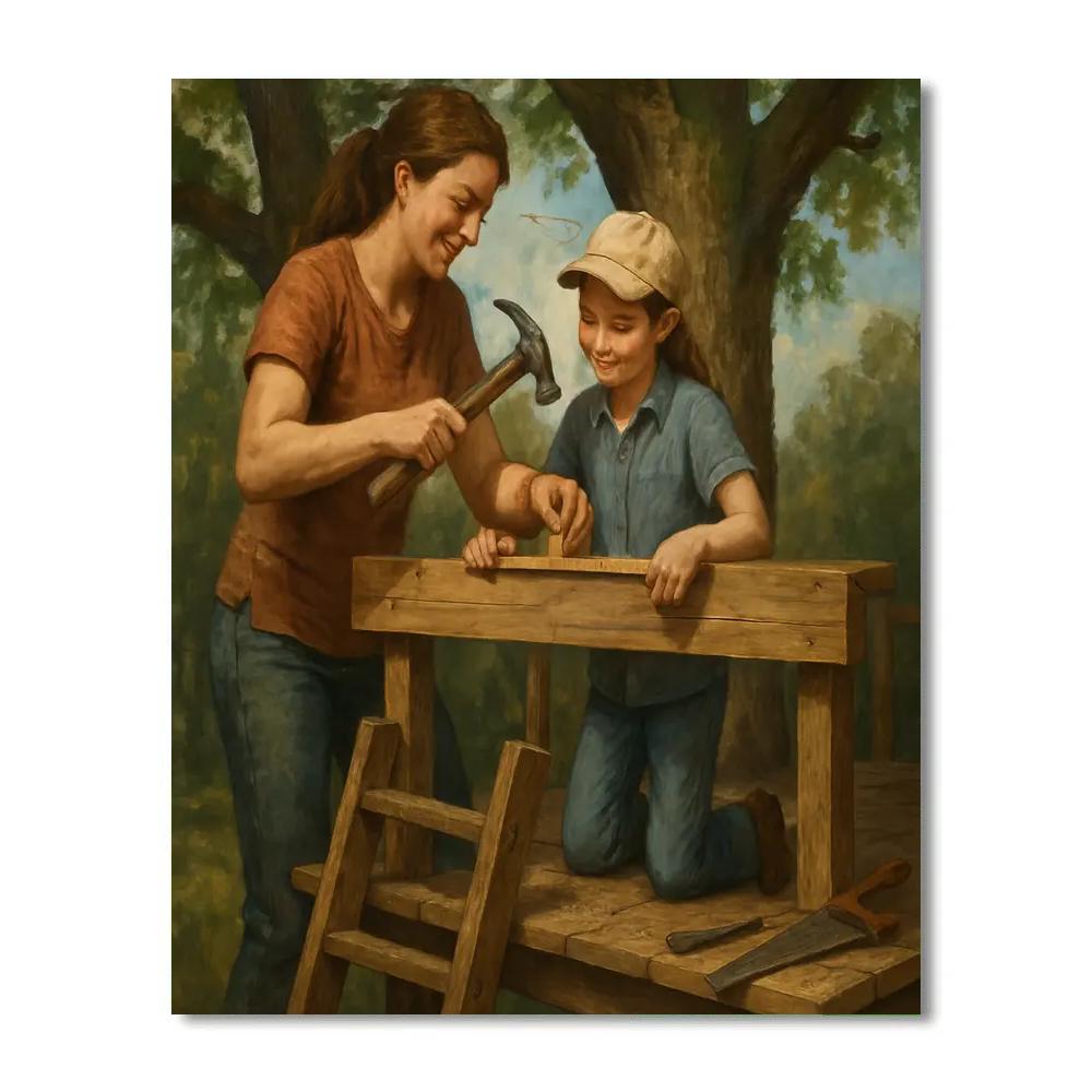 Treehouse Build Bond Number painting