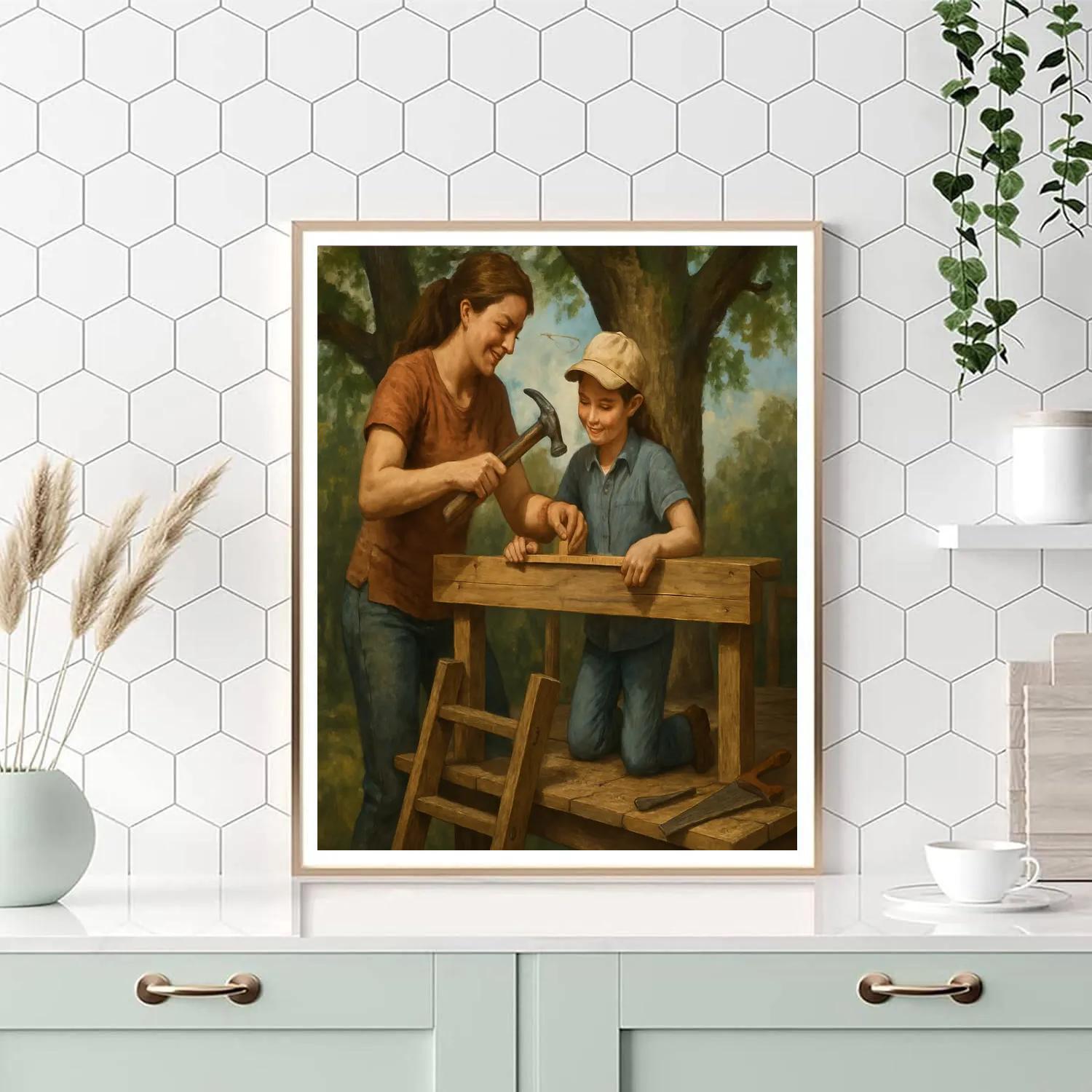 Treehouse Build Bond Number painting