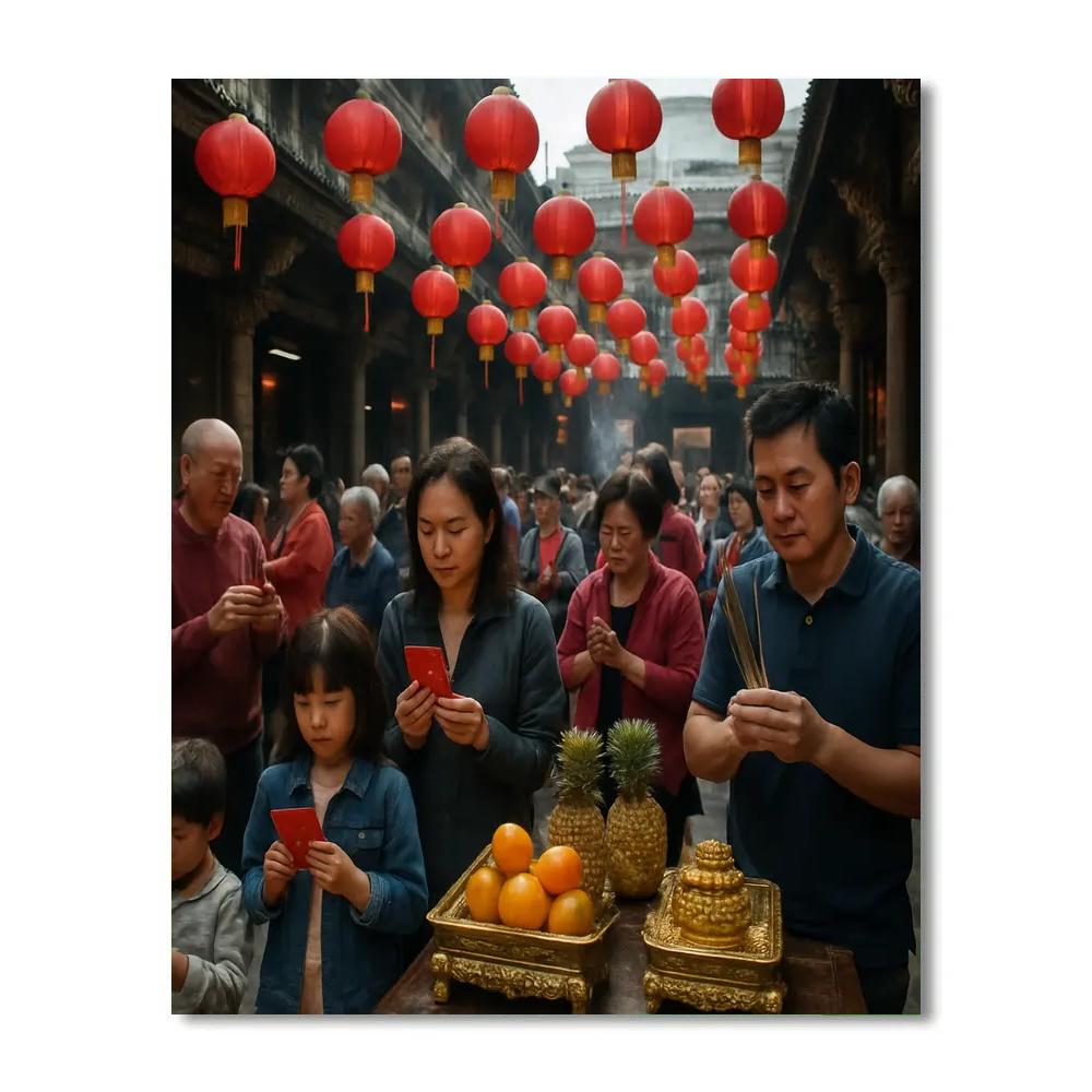 Chinese New Year Temple Offerings Numbered painting kits