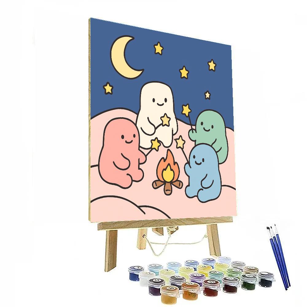 Moon Marshmallow Monsters paint by numbers