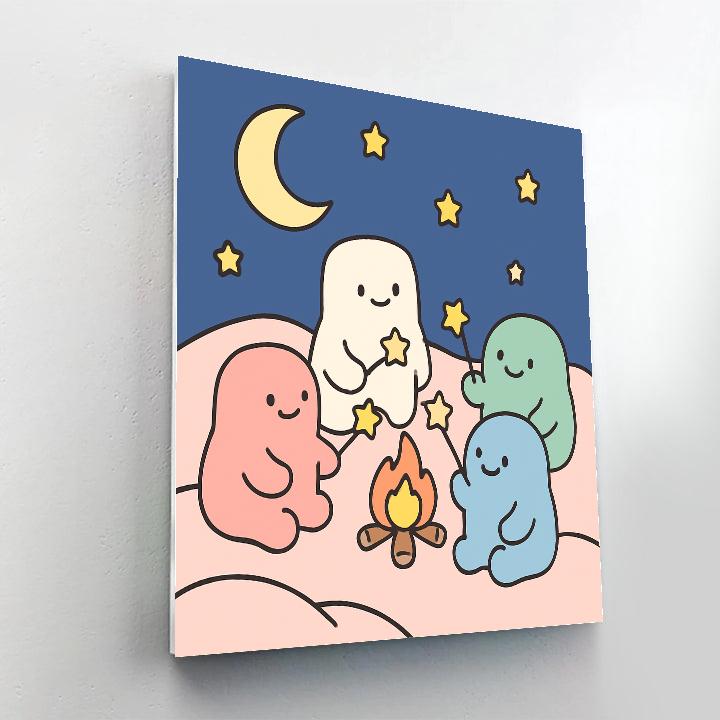 Moon Marshmallow Monsters paint by numbers