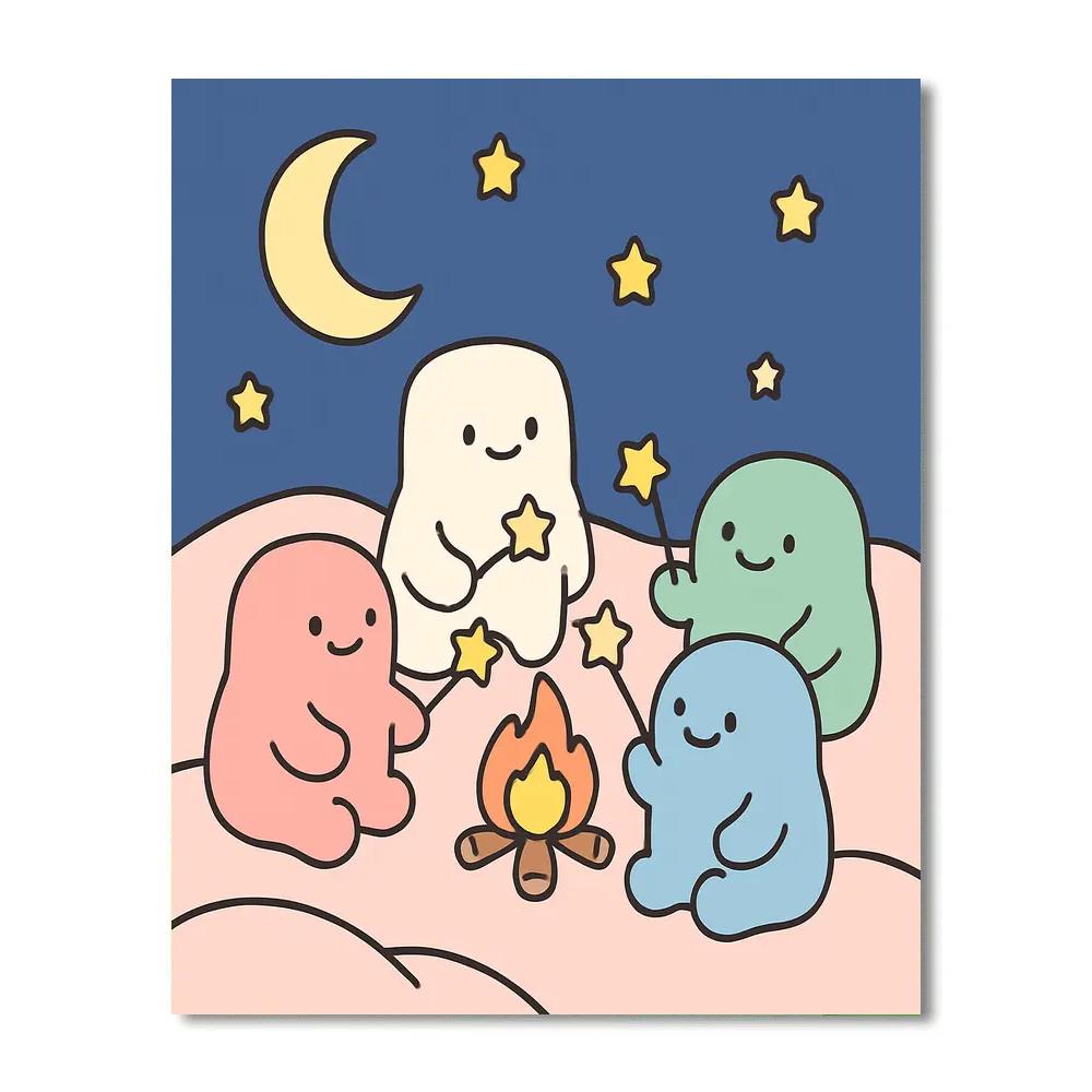 Moon Marshmallow Monsters paint by numbers