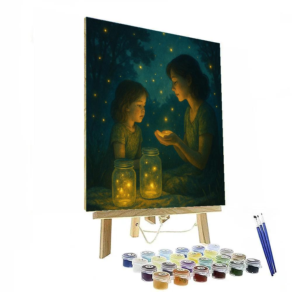 Backyard Firefly Catching DIY paint by numbers