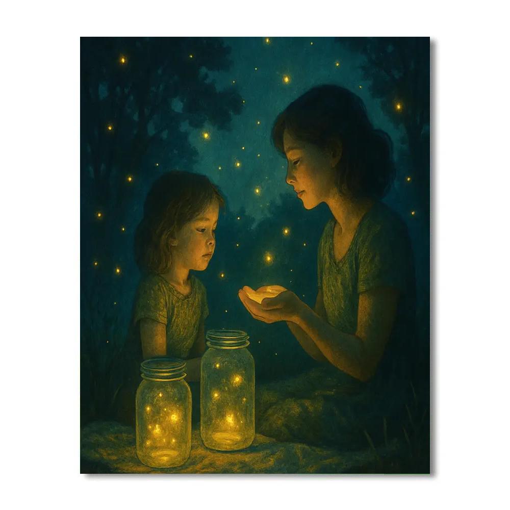 Backyard Firefly Catching DIY paint by numbers