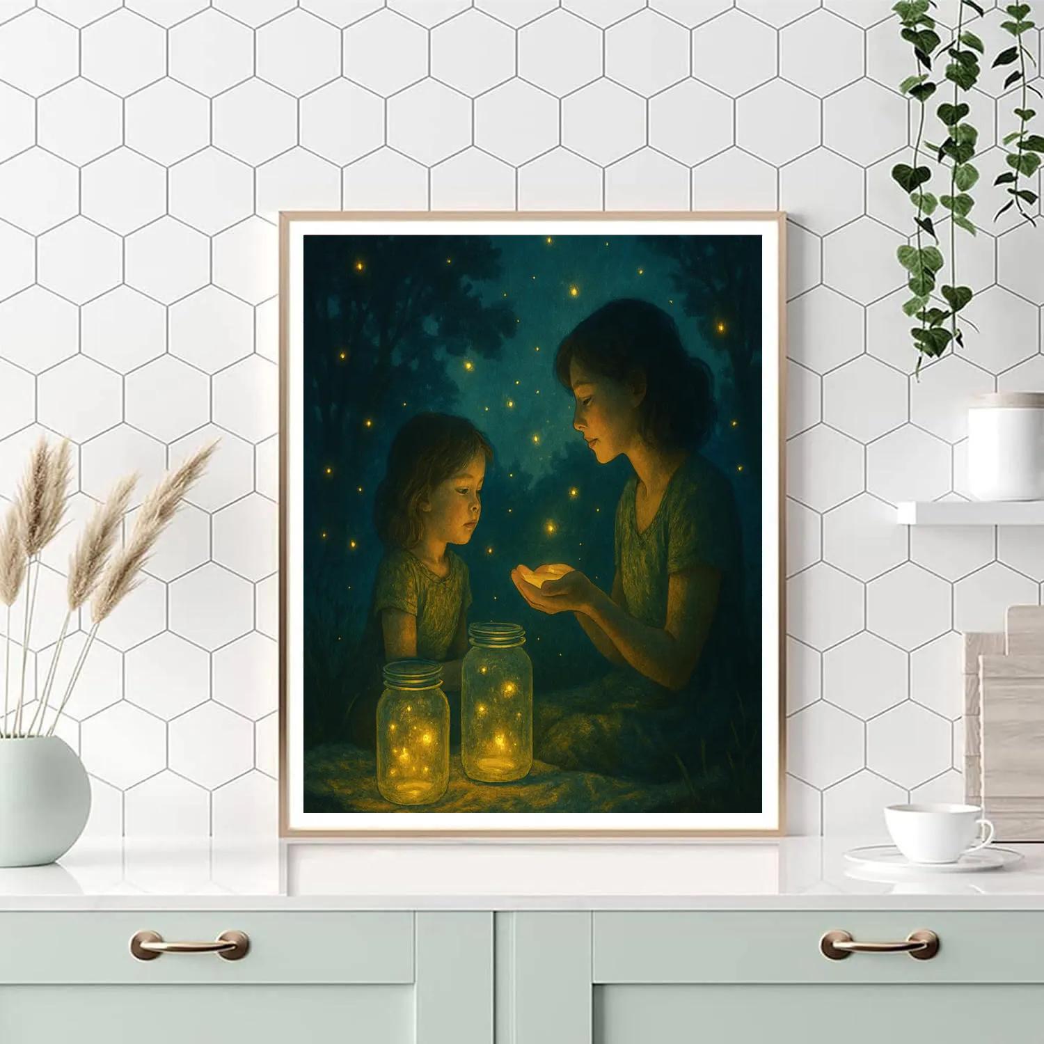 Backyard Firefly Catching DIY paint by numbers