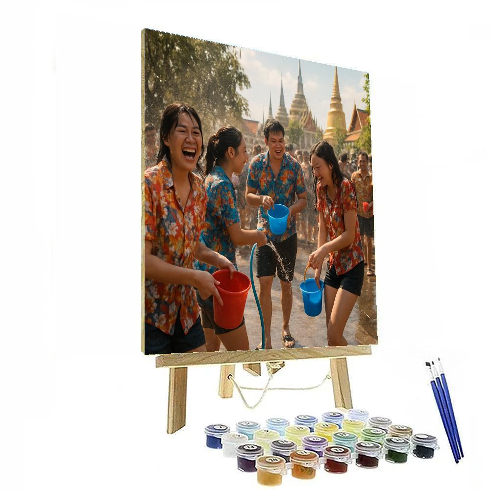 Songkran City Square Water Play Number painting