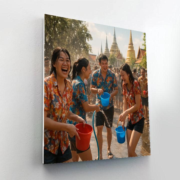 Songkran City Square Water Play Number painting