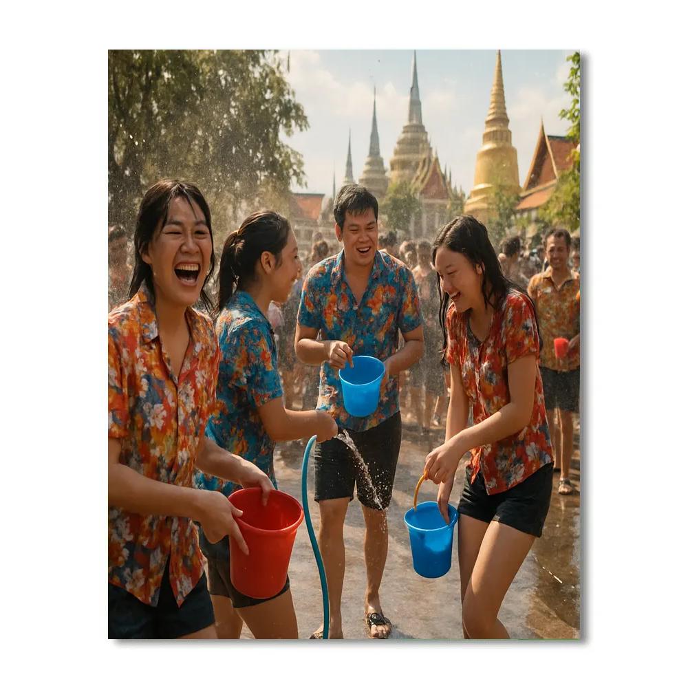 Songkran City Square Water Play Number painting